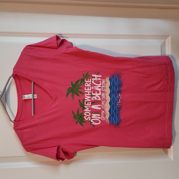 piper lou Tops - Piper Lou somewhere on a beach sippin somethin strong T-shirt size medium